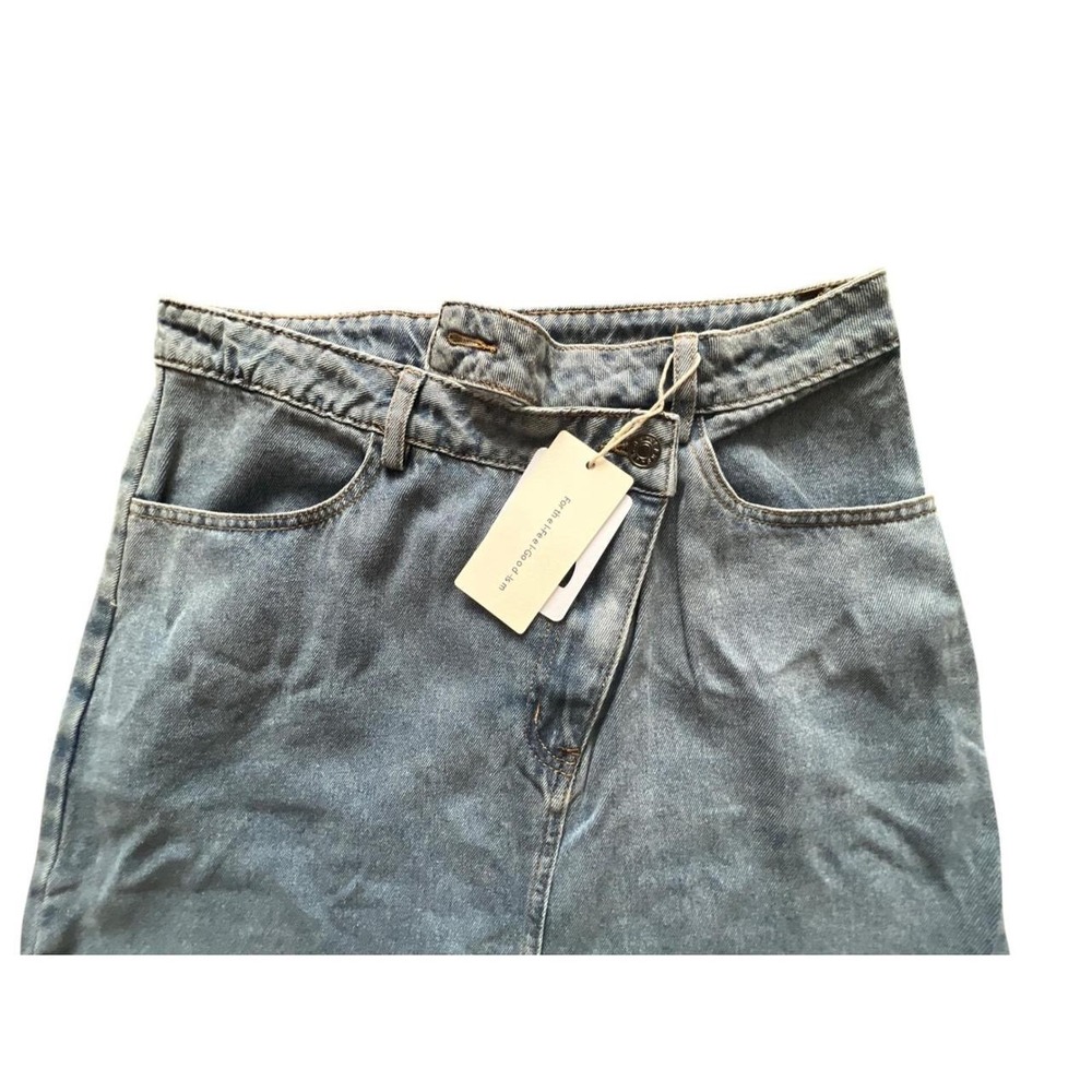 Commense Denim‎ Maxi Skirt Frayed Hem High Waist Slit Front Light Wash XS - Picture 7 of 10